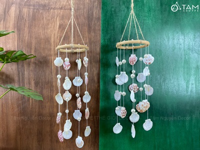 Chuông gió vòng mây sò ngọc [Tự nhiên - không mùi] D45cm CHUONGGIO-03